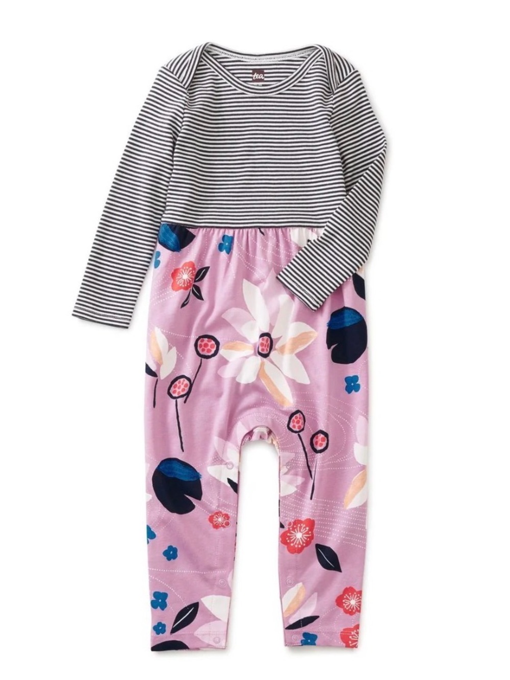 Tea Collection Print Mix Long Sleeve Baby Romper
